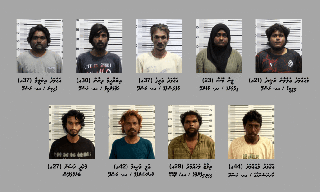 Nine people have been arrested in AA. Rasdhoo during a joint police operation conducted on suspicion of possessing, consuming, selling, and trafficking narcotics and alcohol.